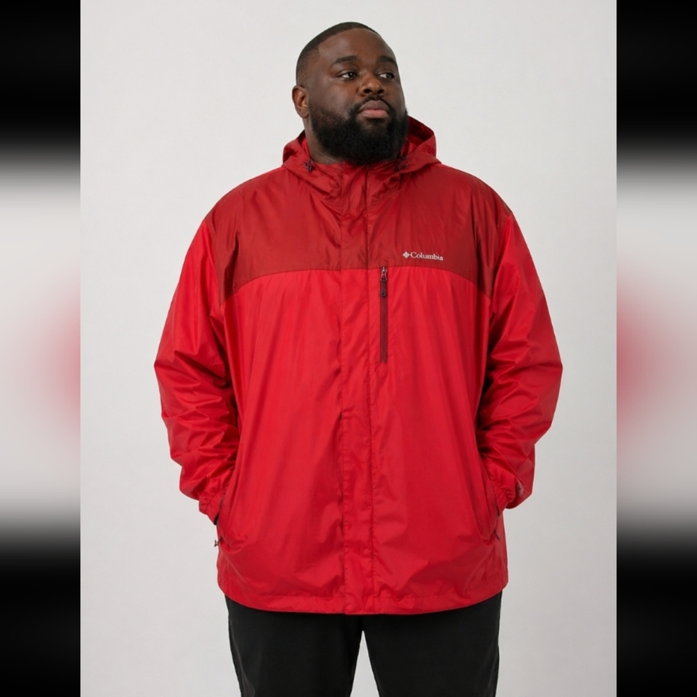 COLUMBIA Hooded Rain Coat Red 4XT
